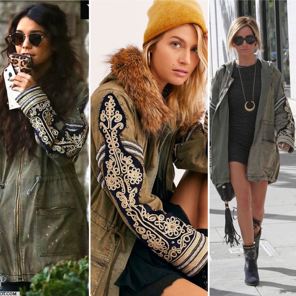 NWOT Free People Golden Quills Military Parka